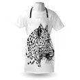 thumbnail image 3 of Sketchy Apron Hand Drawn Jaguar Profile Wildlife Jungle Animal African Safari Theme Artwork, Unisex Kitchen Bib Apron with Adjustable Neck for Cooking Baking Gardening, Black White, by Ambesonne, 3 of 3