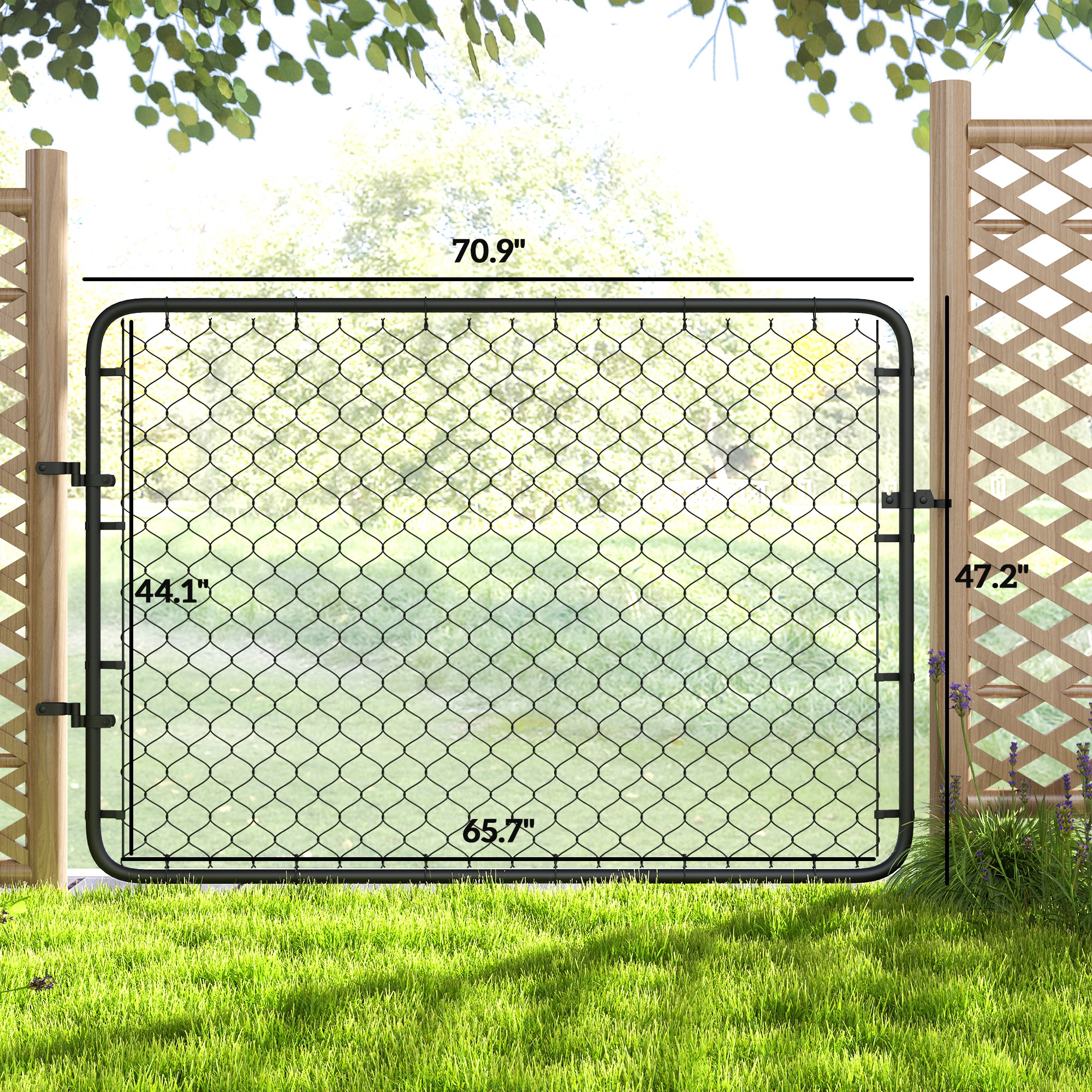 Outsunny Garden Gate Chain Link Fence Gate, Galvanized Steel Garden Door  for Yard Entrance Way, 47.2 x 70.9 in., Black - Walmart.com