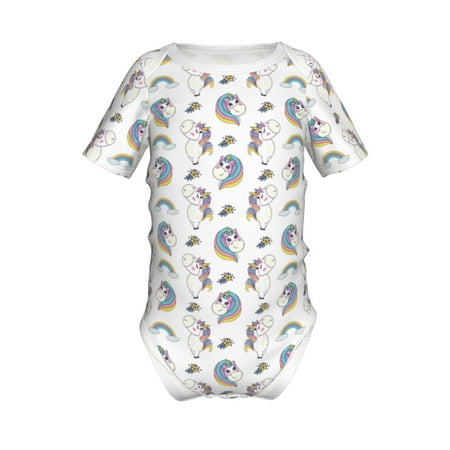 

Adobk Funny Kawaii Unicorns Dancing Print Baby Climbing Clothes Jumpsuit Rompers Classic Rompers Child Short sleeve Bodysuits-9M