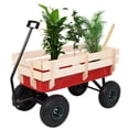 thumbnail image 5 of Ktaxon Garden Wagon Wood Wagon ALL Terrain Pulling Red w/ Wood Railing Garden Cart, 5 of 8