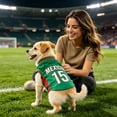 thumbnail image 4 of FENGGHAO Green Mexico Dog Soccer Jersey, Breathable Pet Sportswear with White Striped Design, Loose Fit Athletic Shirt for Dogs and Cats, 4 of 7