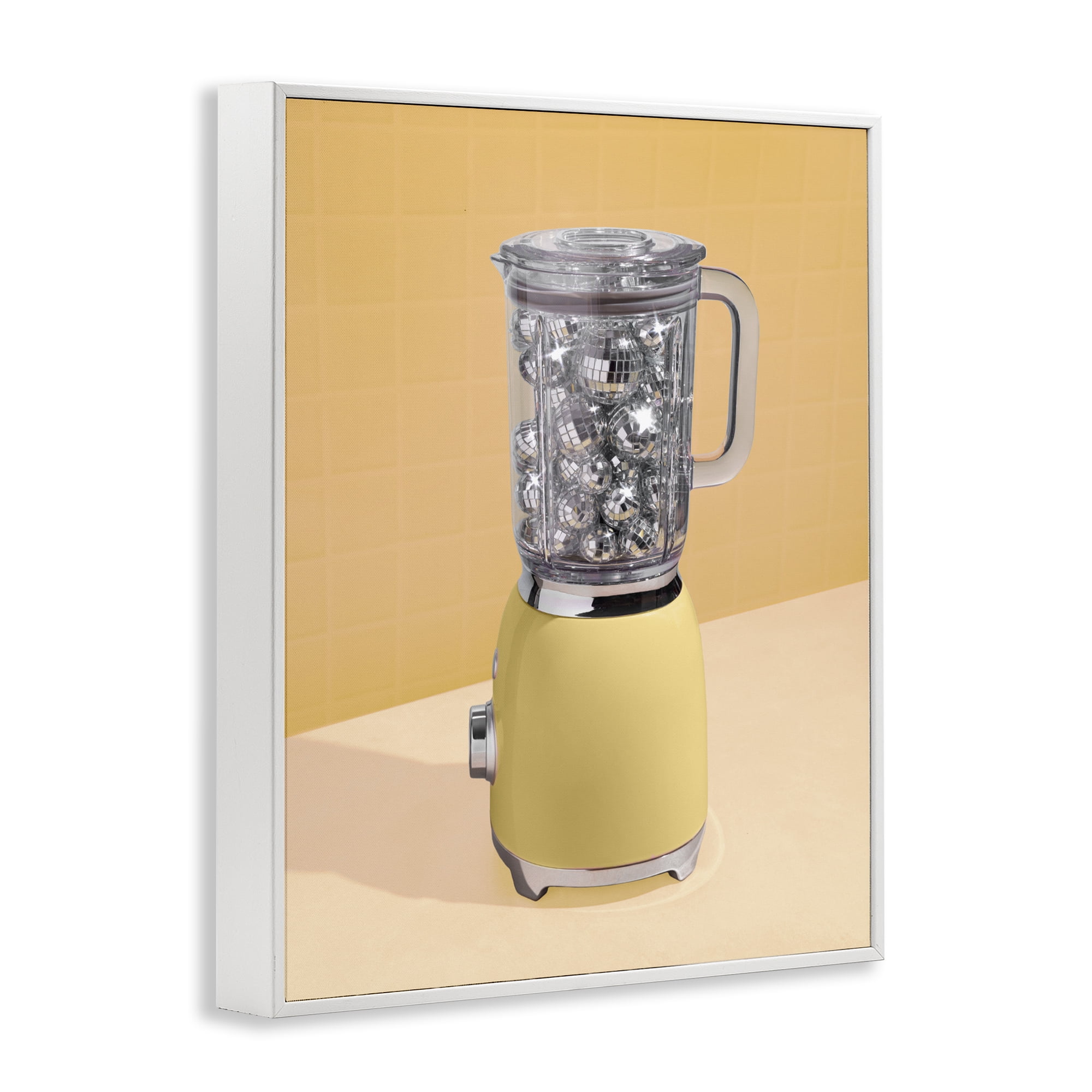 Stupell Industries Disco Drink Blender over Yellow White Framed Giclee Art, design by LISH Creative