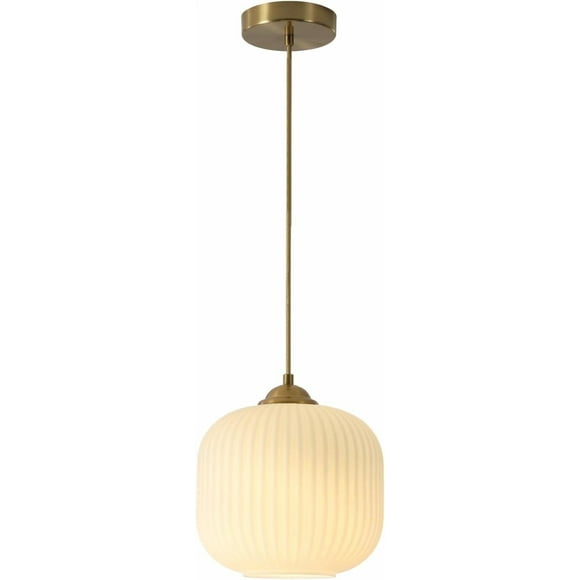 KCO Suspension Moderne en Verre Doré et Blanc, Luminaire Suspendu Contemporain à Grand Globe