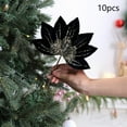thumbnail image 6 of 10-Pack Mesh Christmas Flowers for Decor, Floral Spray Picks for Tree Vase and Wreath Arrangements, Artificial Glitter Stems for Home Party Event Styling(Navy), 6 of 6