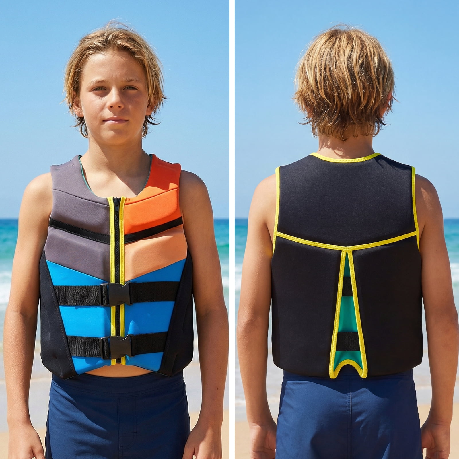 Swim Vest Life Jacket Youth,Adjustable Flotation Buoyancy Swimsuit Trainer Vests,Swimming Aid Jacket,Kayaking Fishing Sailing Watersports,Fit for 50-125 lbs