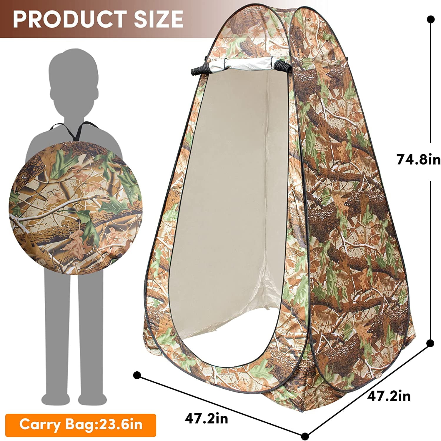 GVDV Portable Pop up Privacy Shower Tent Spacious Changing Room for Camping Hiking Beach Toilet Shower Bathroom