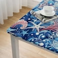 thumbnail image 4 of BANET Summer Tablecloth for Rectangle/Oval Tables Beach Coral Theme Teal and Brown Ocean Life Fabric Table Cover Washable Table Cloth for Dinning Wedding Party Outdoor Picnic Decorative, 4 of 7