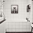 thumbnail image 2 of Funny Highland cattle Animal Framed Wall Art Toilet Room Decor Black Cute Bathroom Prints Rustic Canvas Painting Farmhouse Guest Artwork 8x10in(Framed), 2 of 6