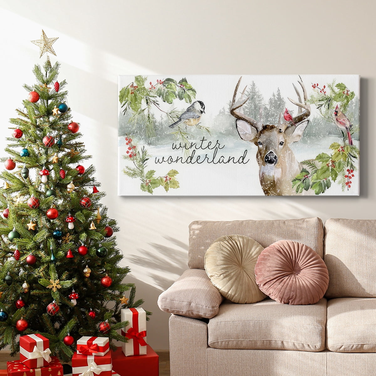 Holiday Deer Collection D- Gallery Wrapped Canvas