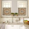 thumbnail image 4 of Kitchen Curtain Valance and Tiers Set Boho Bohemia 3 Pc Window Treatment Tribal Vintage Rustic Brown 3 Pieces Rod Pocket Valance Set for Small Windows Bedroom, 54 in x 36 in, 4 of 6
