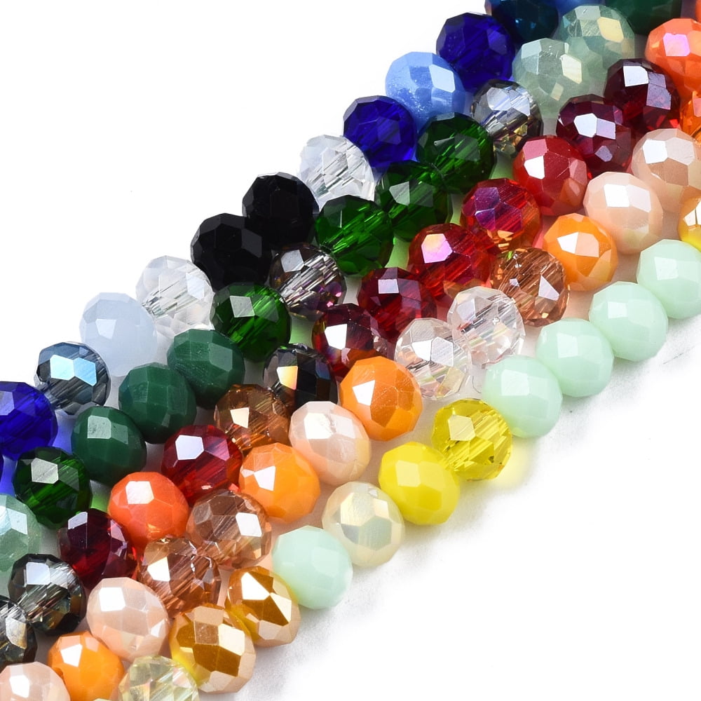 Electroplate Glass Beads Strands Faceted Rondelle Colorful 5.5~6x5mm Hole: 1mm 90~92pcs/strand 16.54 inch~16.93 inch(42~43cm)