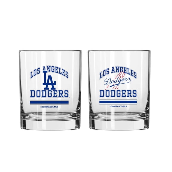 Logo Brands Los Angeles Dodgers 12oz. Current & Throwback Logos Two-Pack Glass Set