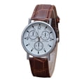 thumbnail image 2 of Tnobhg Men Quartz Watch Round Glass Dial Clear Print Legible High Accuracy Adjustable Faux Leather Wrist Strap Decorative Men Wristwatch Business Gift, 2 of 7