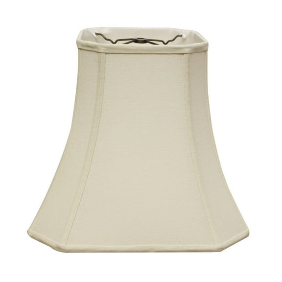 14"W Linen Fabric Slant Cut Corner Square Bell Softback Lampshade in White