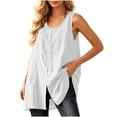 thumbnail image 3 of Aboser Oversized Linen Shirts for Women Classic Sleeveless Long Tank Tops Summer Scoop Neck Blouses Loose Beach Vacation Shirt, 3 of 8