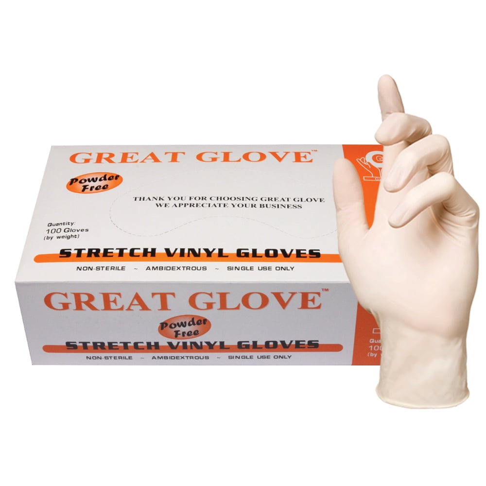 Great Glove Industrial Grade Stretch Vinyl Disposable Gloves, NMSTV70010MBX, (Pack of 100