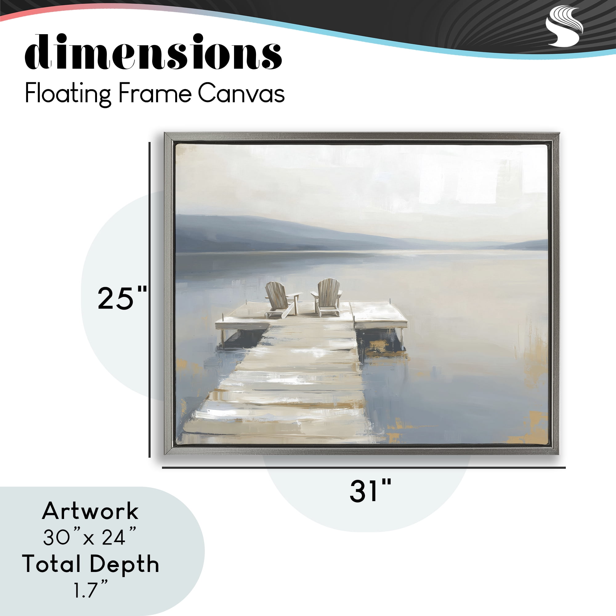 Stupell Industries Adirondack Chairs on Pier Gray Framed Floater Canvas Wall Art, design by Kim Curinga