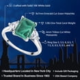 thumbnail image 2 of Gem Stone King 10K White Gold Green Malachite and White Moissanite 3 Stone Engagement Ring for Women (3.96 Cttw, Emerald Cut 9X7MM, Gemstone Birthstone, Size 6), 2 of 4