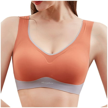 

Sunvit Women s Activewear Sports Bras- Comfortable Breathable Wirefree Sexy Vest Style Push Up No rims Beautiful Back Base Tops Underwear #152 Orange