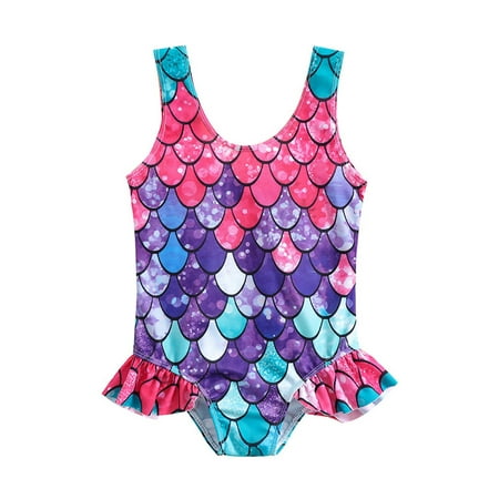 

Ma&Baby Toddler Girls One-piece Bikini Swimwear Sleeveless U Neck Mermaid Scale Swimsuit Bathing Suit