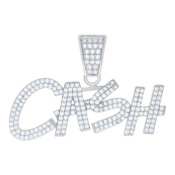 925 Sterling Silver Moissanite Iced Out 'CASH' Pendant Men's Charm 1.31 Ct.