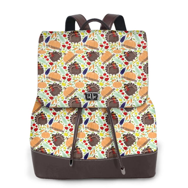 Easygdp Thanksgiving Mochila de Cuero para Mujeres, Bolso de Hombro, Bolsos de Mano de Moda para Trabajo y Viajes