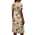 thumbnail image 5 of Women's Novelty Dresses Halloween Costume Flowy Dress Short Sleeve V-Neck A Line Halloween Print Soft Midi Dress Halloween Cosplay Wedding Guest Daily Wear, 5 of 5