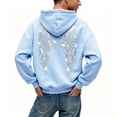 thumbnail image 5 of felwors Women's Sequin Angel Wing Graphic Oversized Pullover Hoodie Fleece Sparkly Sweatshirt Light Blue for Size XS, 5 of 7