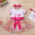 thumbnail image 2 of IDOPIP Baby Girls 1st Birthday Outfit Rainbow Polka Dots Princess Party Tutu Dress with Headband, 2 of 8