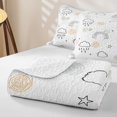 thumbnail image 4 of Erosebridal Line Drawn Cloud Rainbow Twin Quilt Set for Girls, Cartoon Star Heart Twin Coverlet Set, White, 2pcs, 4 of 7
