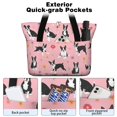 thumbnail image 2 of Tote Bag for Women - Boston Terrier Dogs and Flowers Shoulder Bag - Large Utility Work Duffle Bag with Zipper Handbag for Travel, Work, Sprots, 2 of 5