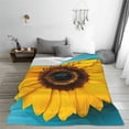 thumbnail image 5 of Honeii Golden Sunflower in Blue Print Fleece Blanket - Throw Blanket for Bed, Sofa, Couch, Camping, and Travel , Microplush Ultra Soft Warm Blanket-40"x30", 5 of 7