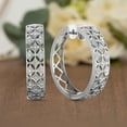 thumbnail image 4 of Natalia Drake Antique Style 1/5 Cttw Diamond Hoop Earrings for Women in Rhodium Plated 925 Sterling Silver, 4 of 6