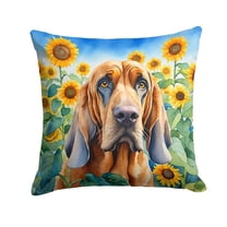 Carolines Treasures DAC6029PW1818 18 x 18 in. Unisex Bloodhound in Sunflowers Throw Pillow