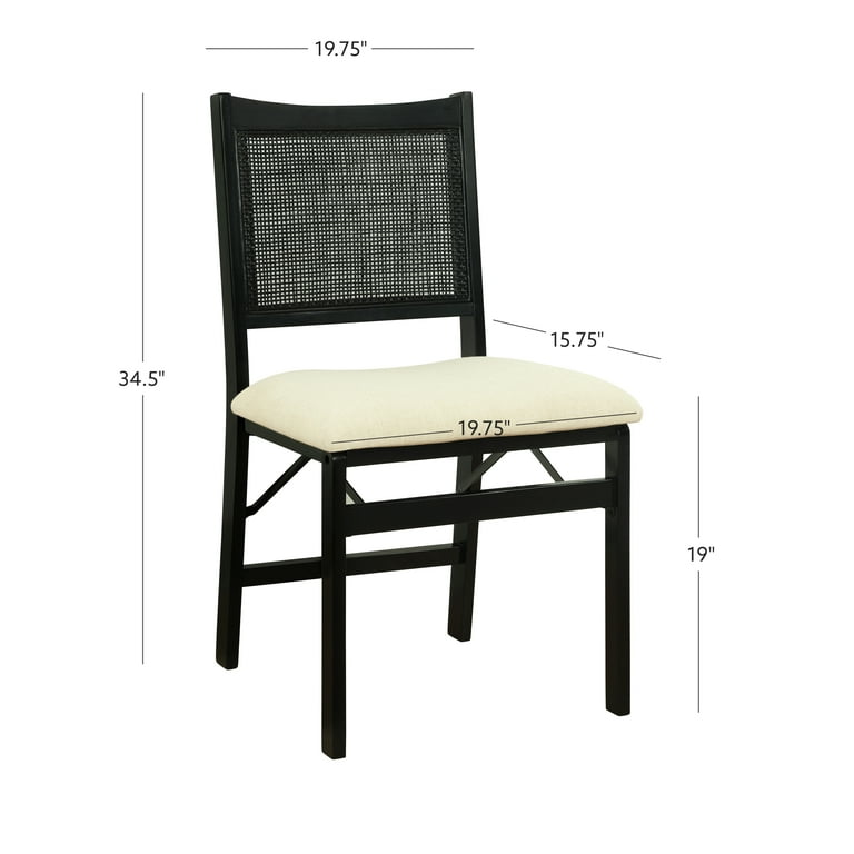 Riviera Rattan Back Folding Chair with Upholstered Seat Black Walmart