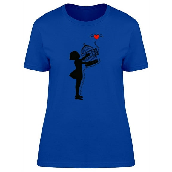 Girl With Cage Heart Flying T-Shirt Women -Image by Shutterstock, Female Small