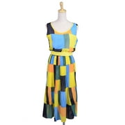 Trendology Feminine Bold Pleated Abstract Block Print Spring Mid Length Dress