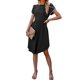 thumbnail image 4 of VISgogo Vestido casual para mujer Cuello redondo Split Manga corta Cintura alta Dobladillo curvo Vestidos de color sólido VISgogo moda, 4 of 6