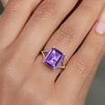 thumbnail image 4 of Gem Stone King 14K White Gold Purple Amethyst Solitaire Engagement Ring for Women (4.50 Cttw, Emerald Cut 11x9MM, Gemstone Birthstone), 4 of 6