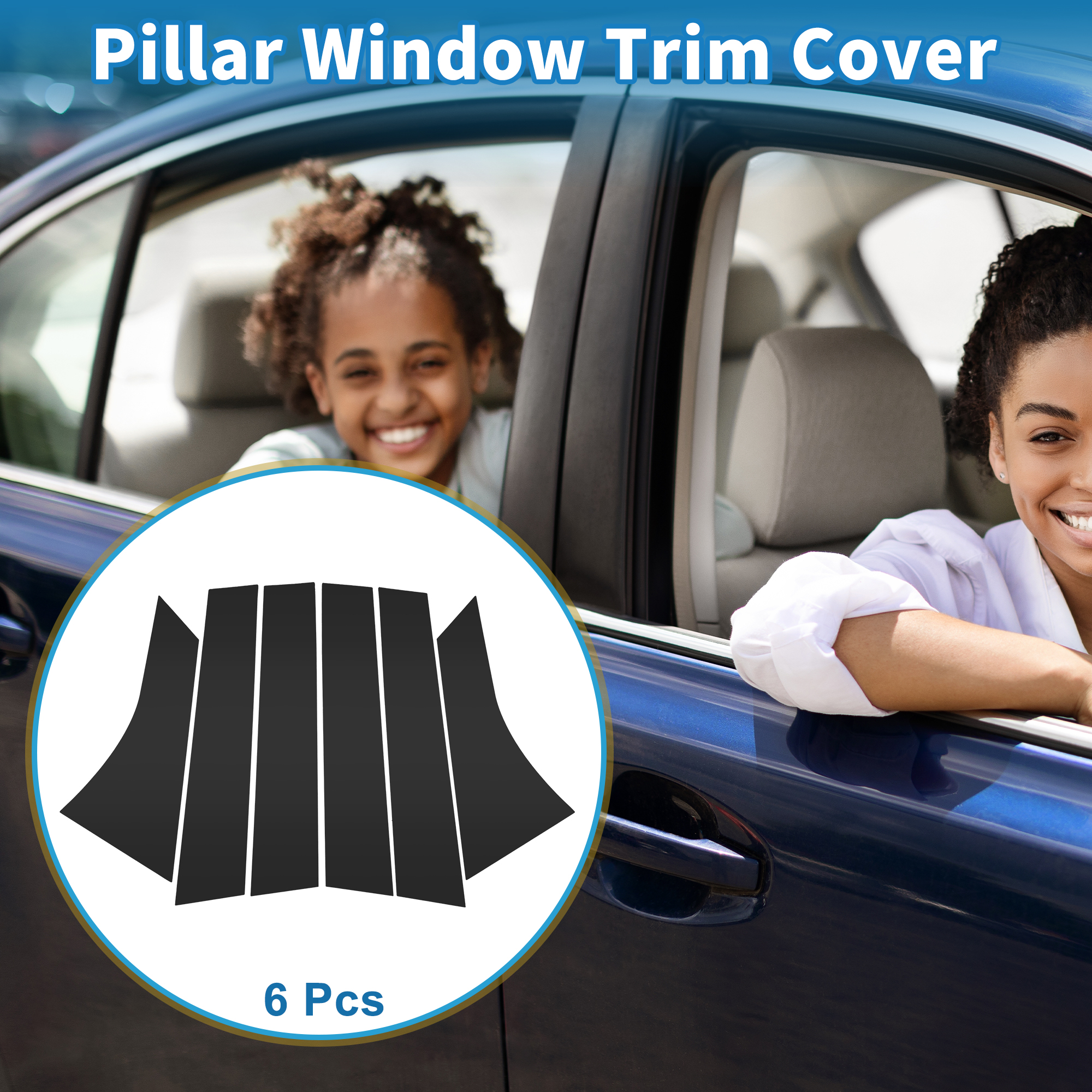 Unique Bargains 6Pcs Door Pillar Window Trim Anti Scratch Sticker for Ford Focus 2012-2019