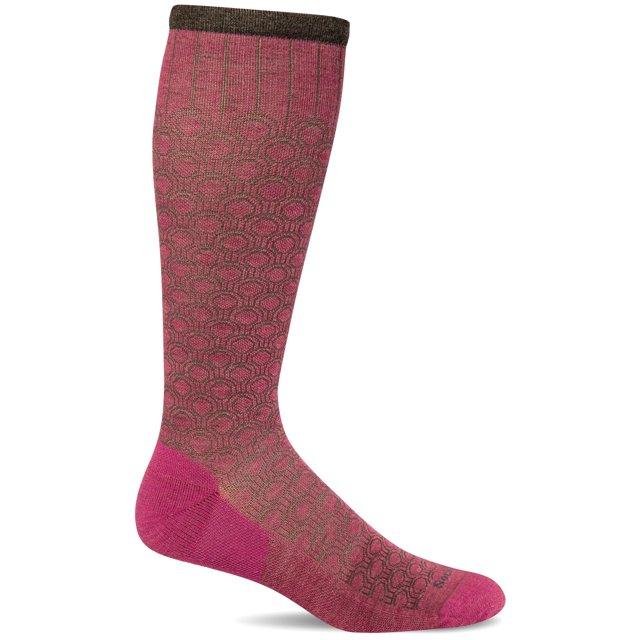 Calcetín de compresión Sockwell Deco Dot para mujer Raspberry S/M
