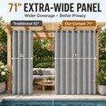 thumbnail image 2 of Lapalife Outdoor Curtains for Patio Waterproof W71xL84, Blackout Weighted Outside Curtains Weatherproof UV Resistant Privacy for Porch, Pergola, Light Gray, 1 Panel, 2 of 8