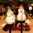 thumbnail image 4 of 4 PCS Christmas Snowman Pathway Lights Outdoor Decoration, Snowman Landscape Path Lights Stake, LED Waterproof Holiday Walkway Lights for Decor Garden, Yard, Lawn, Park, Porch, Lane, Path Plug in, 4 of 14