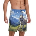 thumbnail image 2 of Logiee Blue Sky Dog Print Men's Pajama Shorts with Drawstring & Pockets,Sleep Shorts for Men,Sleepwear Bottoms,Elastic Waistband Loungewear-4X-Large, 2 of 6