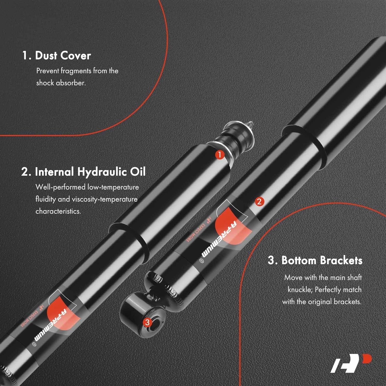 A-Premium Front Pair (2) Shock Absorber Compatible with Acura SLX 1996-1999 & Isuzu Trooper 1992-2002, VehiCROSS 1999-2001, Driver and Passenger Side