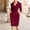 Dress-Wine, variant on Work Dresses for Women Elegant Classy V Neck Business Casual Dress 3/4 Sleeve Sheath Dress Bodycon Pencil Dress Office Wear