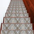 thumbnail image 1 of Carpet Stair Treads for Wooden Steps - Indoor Staircase Step Treads with Thick Carpet & Pattern Design, 9'' x 28'', Gray & White, Pack of 7, 1 of 6