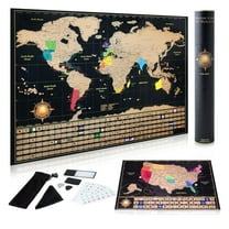 InnovativeMap Scratch Off World Map Poster and Detailed United States Map, Includes Complete Accessories Set and All Country Flags, World Maps for Wall, Fun Gifts for Travelers