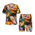 thumbnail image 1 of Fotbe Abstract Musical Faces Pijama Estampada de 2 Piezas para Niños – Ropa de Dormir de Manga Corta Cómoda para Niños y Niñas, Camiseta y Shorts de Algodón-Medium, 1 of 6
