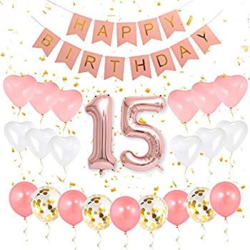 15th Birthday Decorations - 15th Birthday Party Supplies for Girls, 15